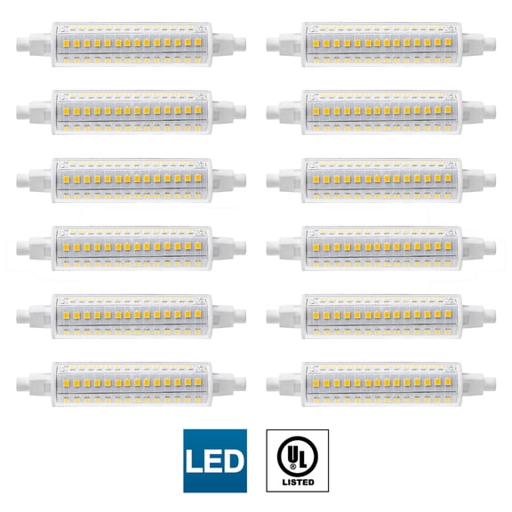 12 Pack Sunlite LED T8 Double Ended Bulb (R7s), 8.6 Watts (60 Watt Halogen Equivalent), 10,000 Hour Life Span, 3000K Warm White, UL Listed