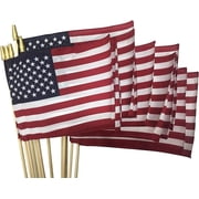 12-Pack, Super Tough US Stick Flag 12"x18" 30" x 3/8" No Fray -US Made