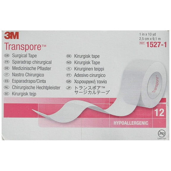 12-Pack Surgical Tape. [3M Transpore], 1 in. x 10 yds. (Box of 12)