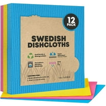 12 Pack Swedish Dish Cloths - Reusable Kitchen Clothes - Ultra Absorbent Dish Towels for Kitchen,Washing Dishes,and More - Cellulose Sponges Cloth by (Assorted Colors)