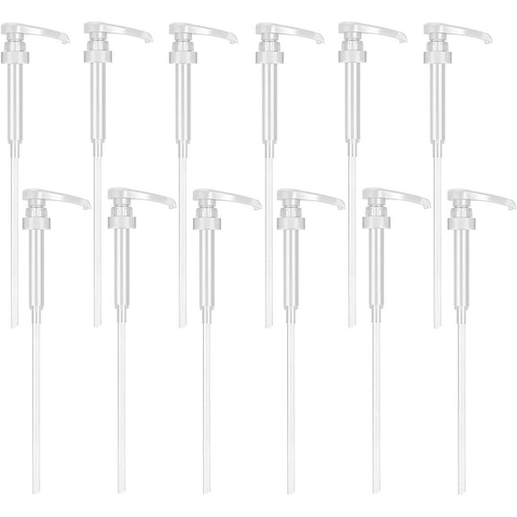 12 Pack Syrup Pump, Coffee Syrup Pump Fits 750ml/25.3Oz, 28-400 Skinny Syrup Pump, Syrup Pump Dispenser for Glasses Bottle Bar Flavoring Shampoo (White)