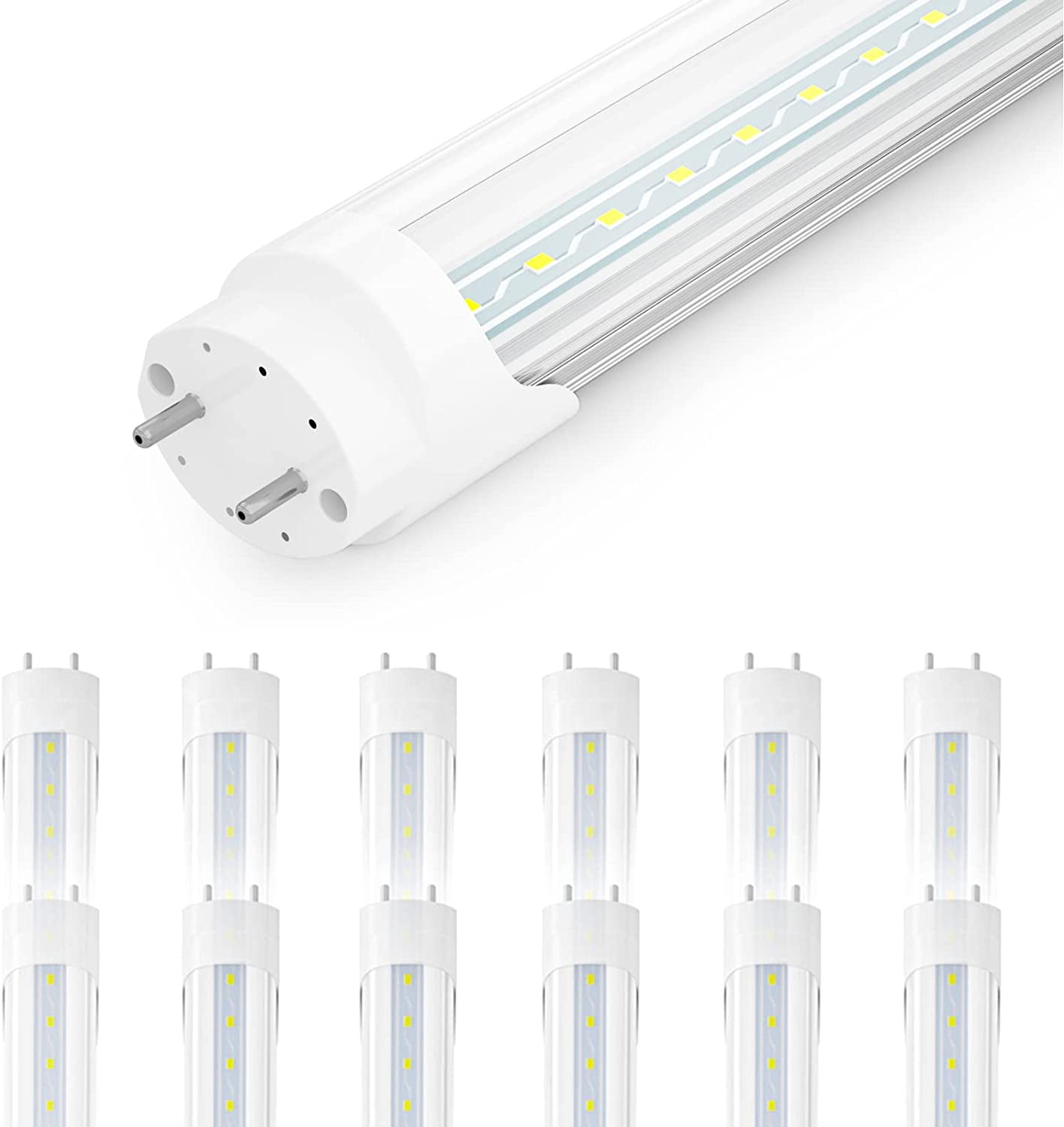 12-Pack T8 LED Bulbs 4FT, 5000K Daylight 18W 2200LM, T8 T10 T12 Fluorescent  Tube Light Bulbs, Ballast Bypass Type B, Dual-end, pin G13 Base, Clear  Cover