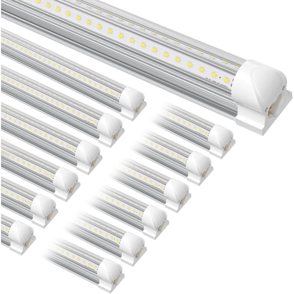 12-Pack T8 LED Shop Light 4FT, 42W 6300 Lumen 5000K Daylight, 4 Years Warranty, Linkable and Plug and Play Lights for Garage Ceiling Workshop Commercial Lighting, Non-Dimmable