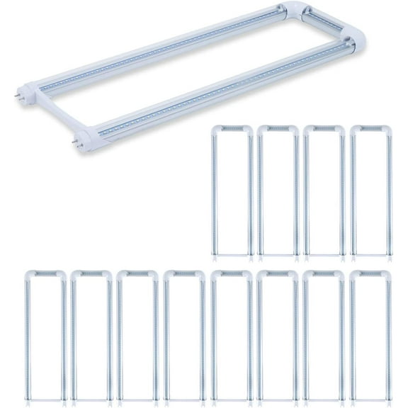12-Pack T8 U Bend LED Tube Light 2FT 24W (60W Equivalent) U Shaped Bulb 6000K Daylight White 2640lm for Fluorescent Replacement, Dual-End Powered