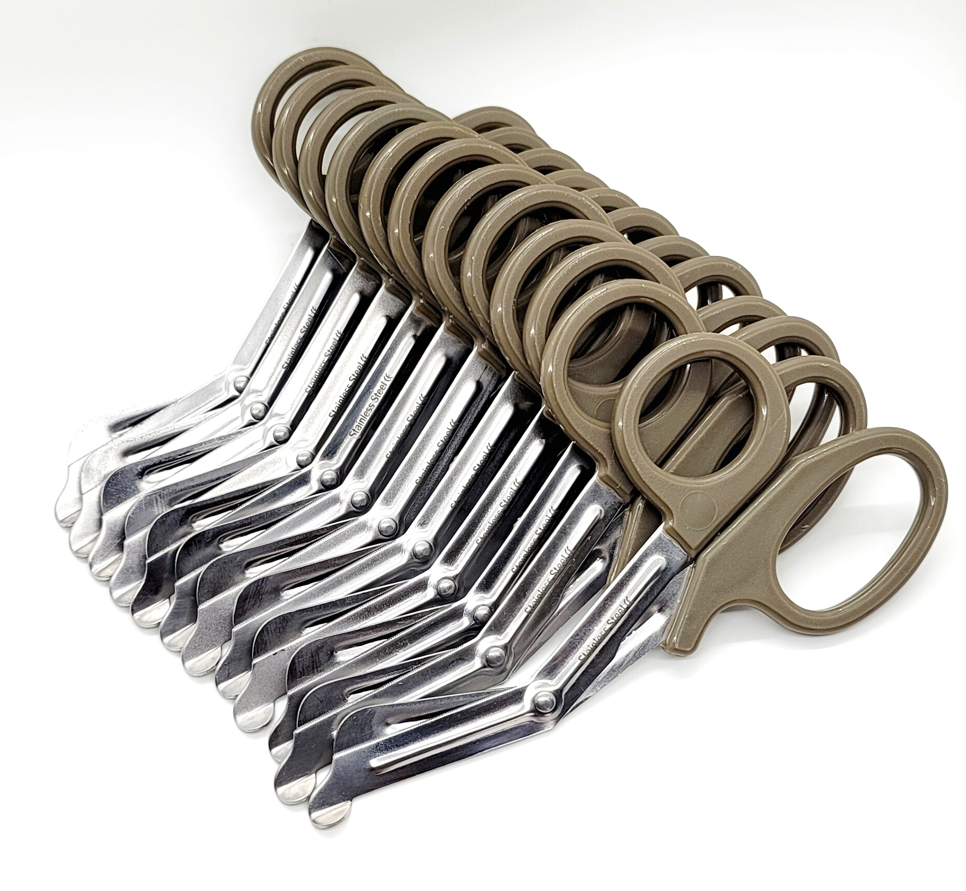 12/Pack Tan Handle Trauma Shears 7.25