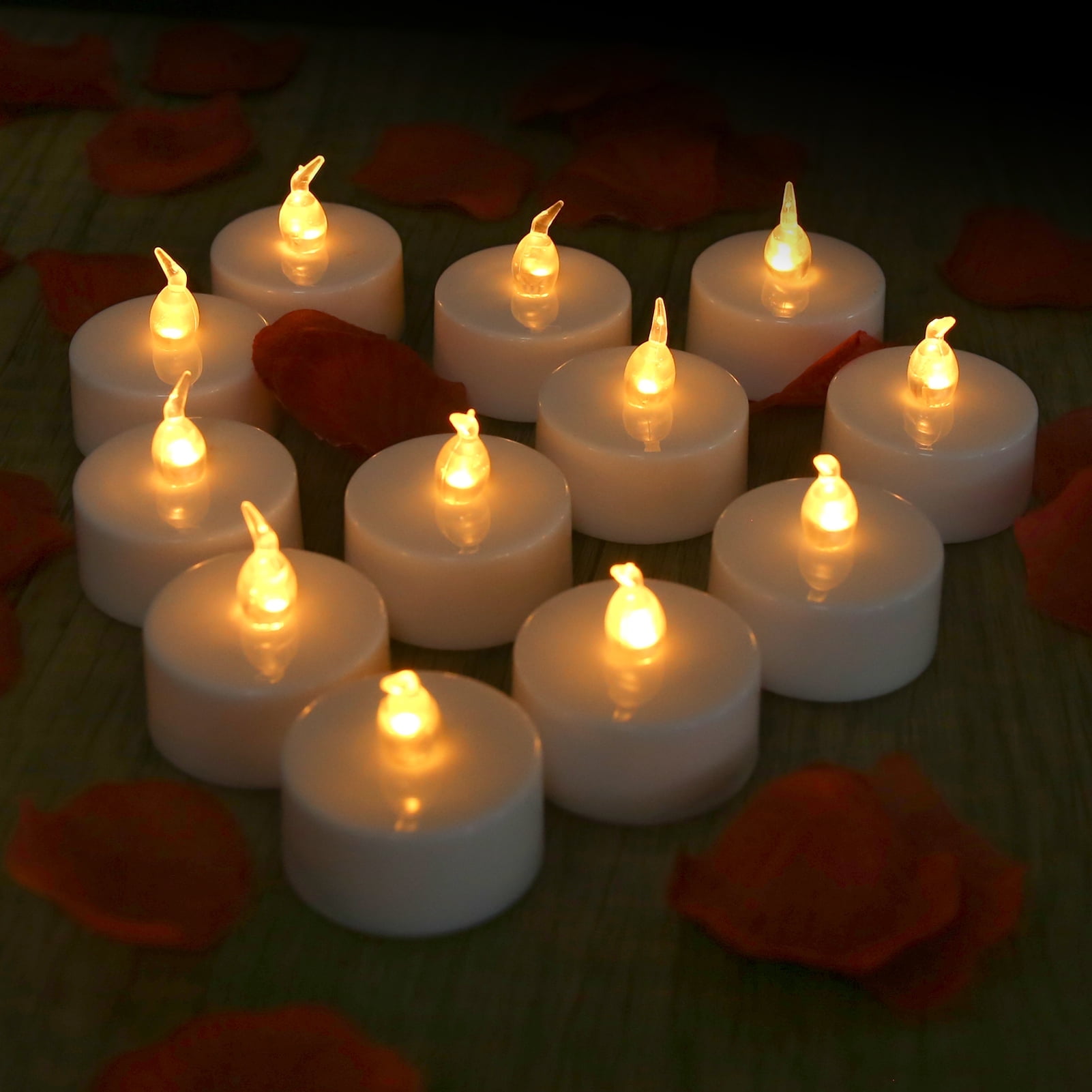 Warm White LED Flameless Tealight Candles Set of 12