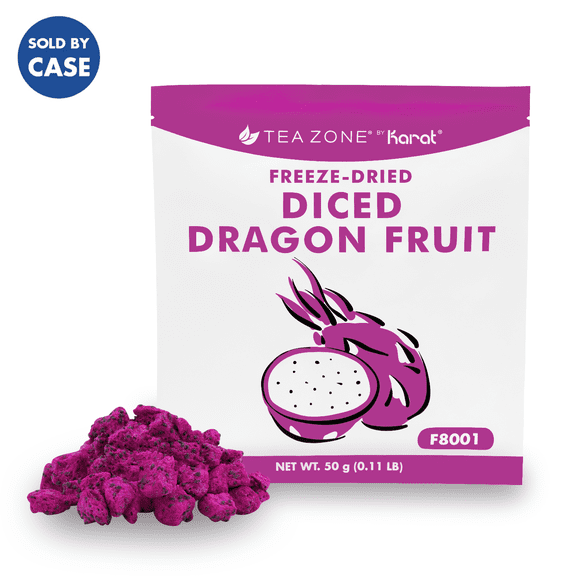 [12 Pack] Tea Zone Freeze-Dried Dragon Fruit, Diced - 1.76 oz