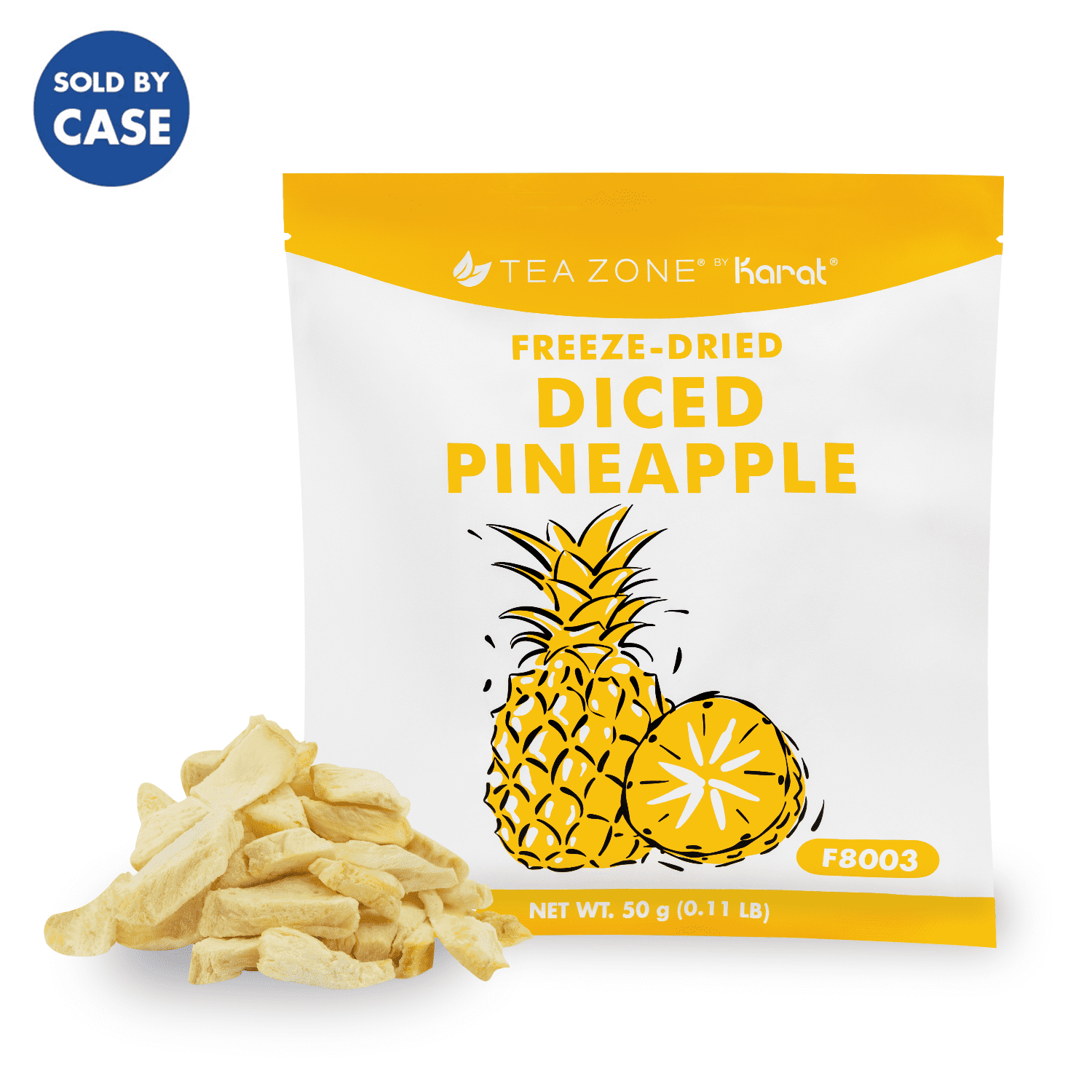 [12 Pack] Tea Zone Freeze-Dried Pineapple, Diced - 1.76 oz Each