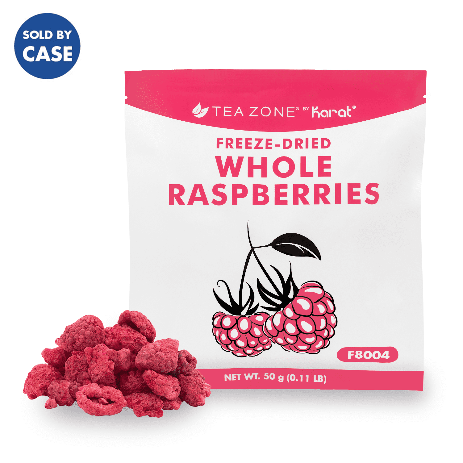[12 Pack] Tea Zone Freeze-Dried Raspberry, Whole - 1.76 oz