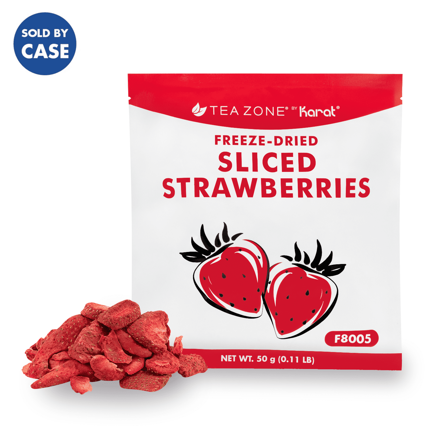 [12 Pack] Tea Zone Freeze-Dried Strawberry, Sliced - 1.76 oz