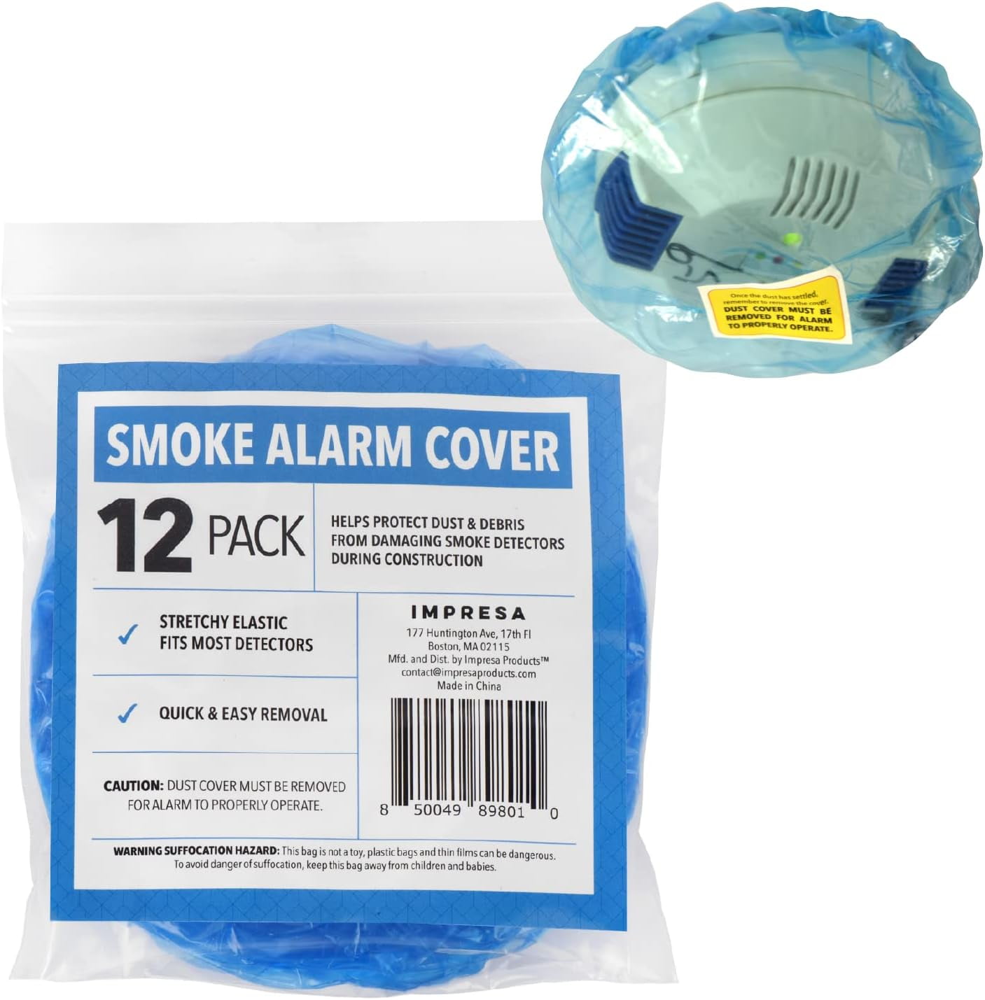 [12 Pack] Temporary Smoke Detector Cover to Protect Vital Alarms Fire