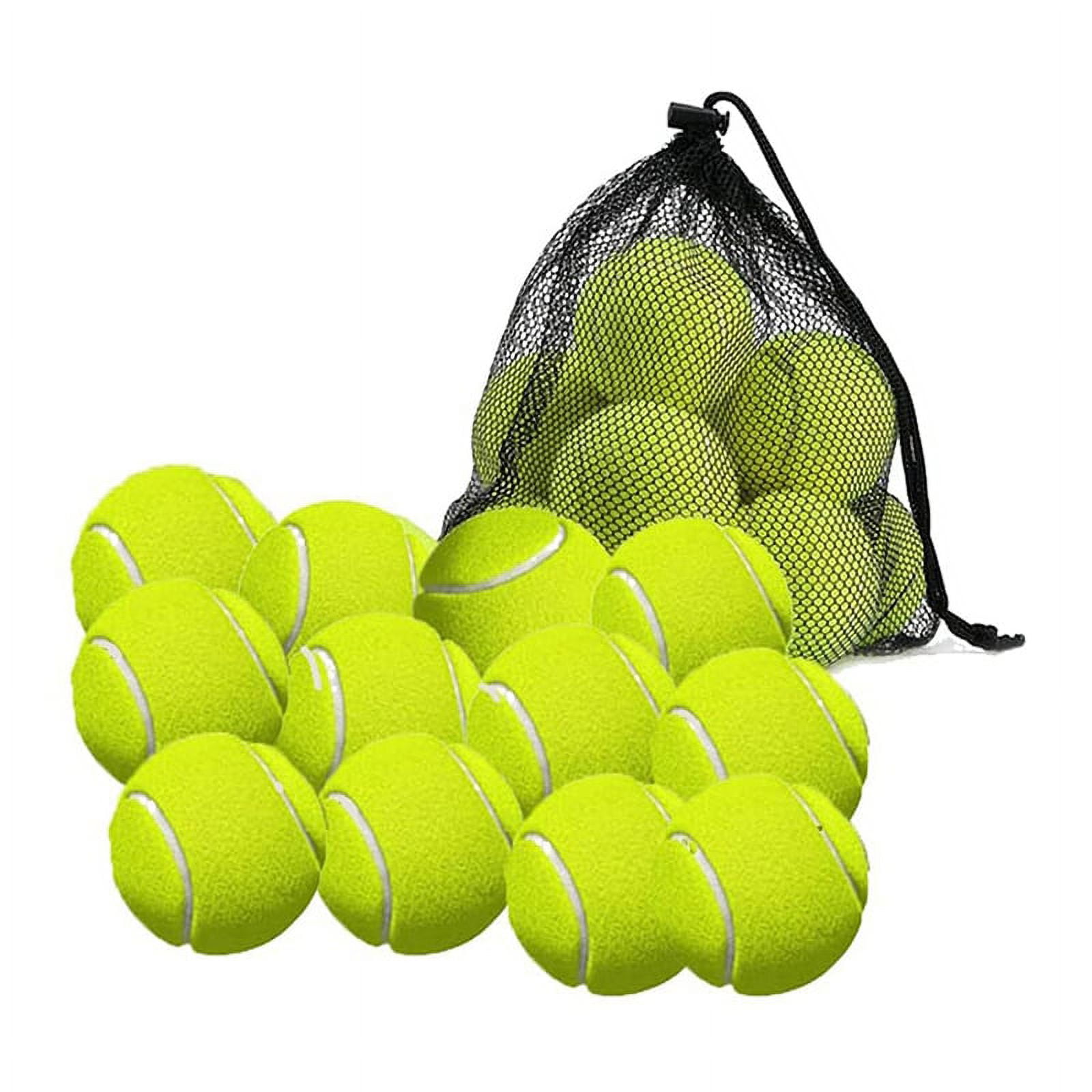 12 Pack Tennis Balls with Storage Bag - Fine Quality Thick-Walled Perfect for Tennis, and Cricket