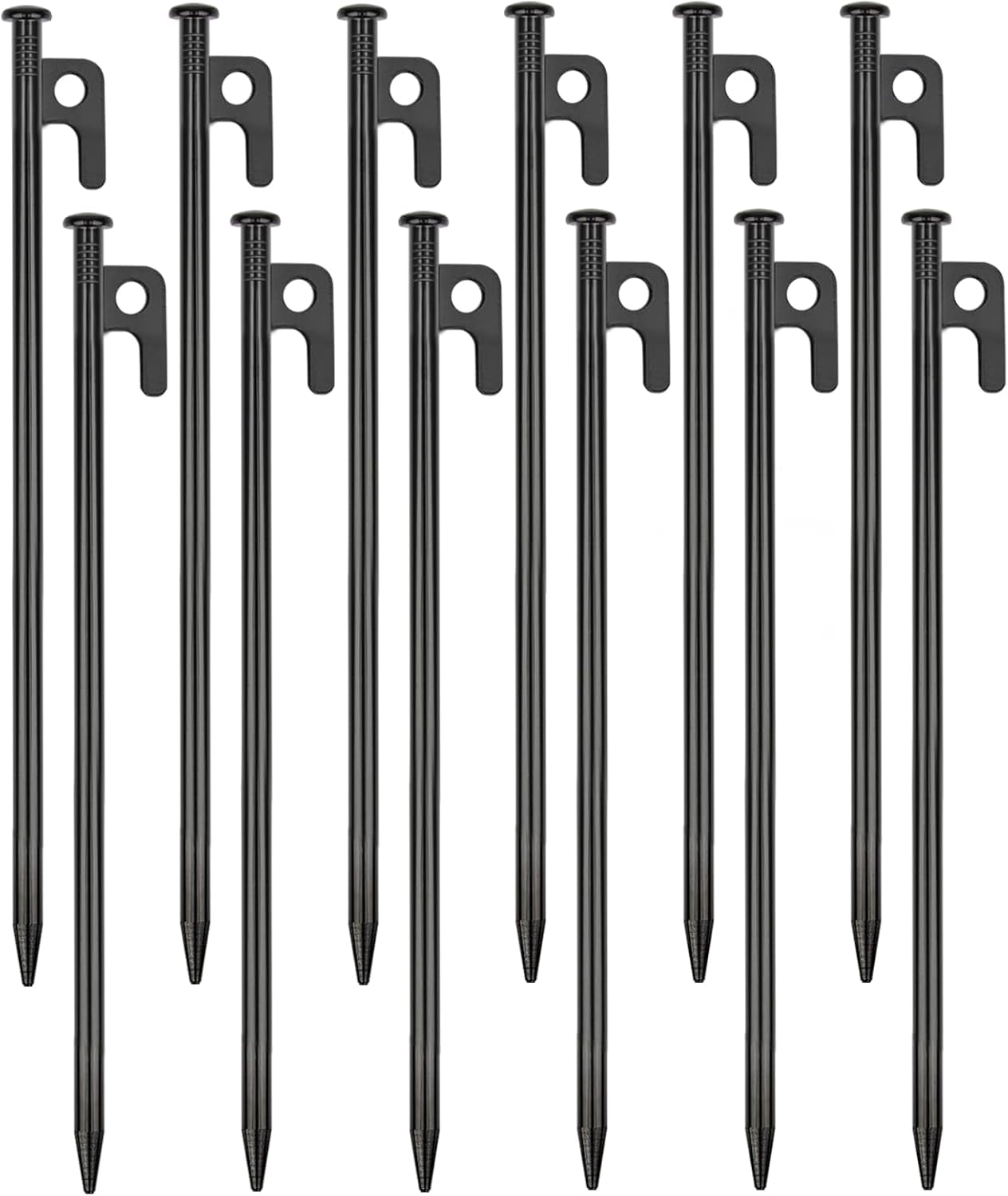 12 Pack Tent Stakes Heavy Duty Metal Tent Pegs for Camping Steel Tent Stakes 12 inch Unbreakable and Inflexible