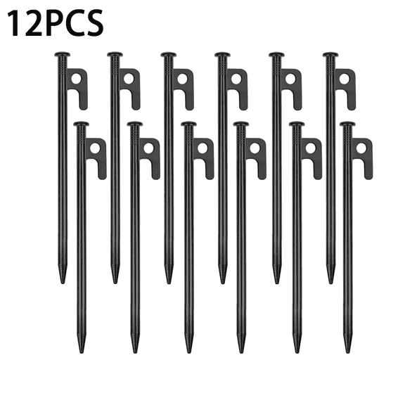 12 Pack Tent Stakes Heavy Duty Metal Tent Pegs for Camping Steel Tent Stakes 8 inch Unbreakable and Inflexible