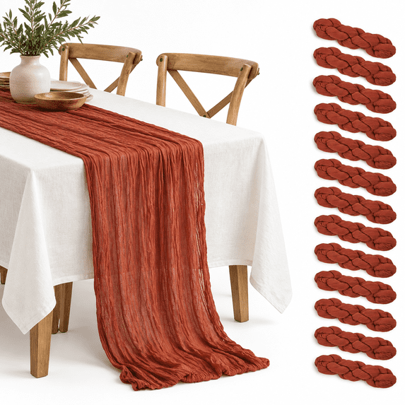 Rustic Modern Table Runner 12 Pack Terracotta Cheesecloth Table Runner 10ft Boho Gauze Cheese ...