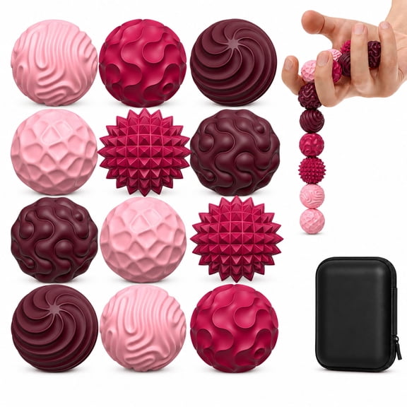 Kywib Therapy Textured Hand and Muscle Silicone Massage Therapy Ball for Hand and Muscle Relief with Carrying Case, Multicolor, 12 Pack