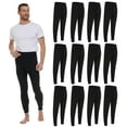 thumbnail image 1 of 12 Pack Thermal Pants for Men, Long Johns Mens Underwear Bulk Wholesale, Cotton, Solid Colors, Shelter Donations (Black), 1 of 7