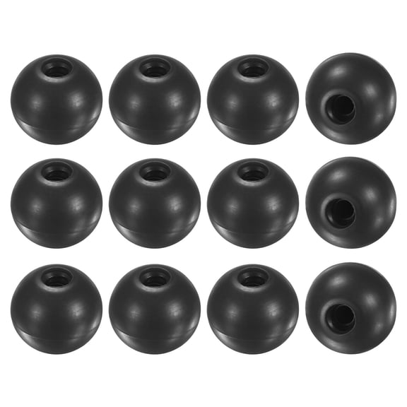 12-Pack Threaded Ball Knobs, M6 Female Thread 25mm Dia. Thermoset Ball Knob, Round Phenolic Lever Handle [Black]