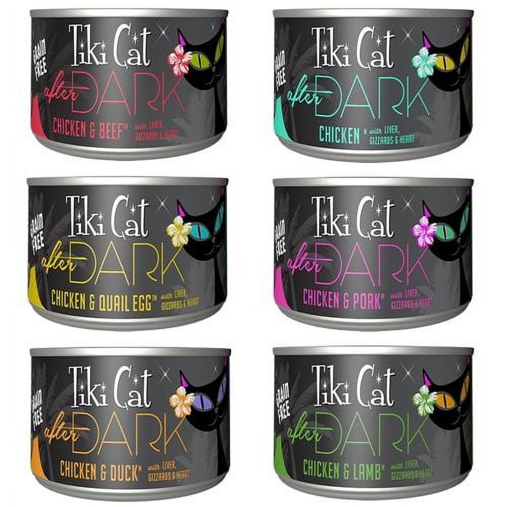 12 Pack Tiki Cat After Dark Chicken Wet Cat Food 2.8 oz. Cans