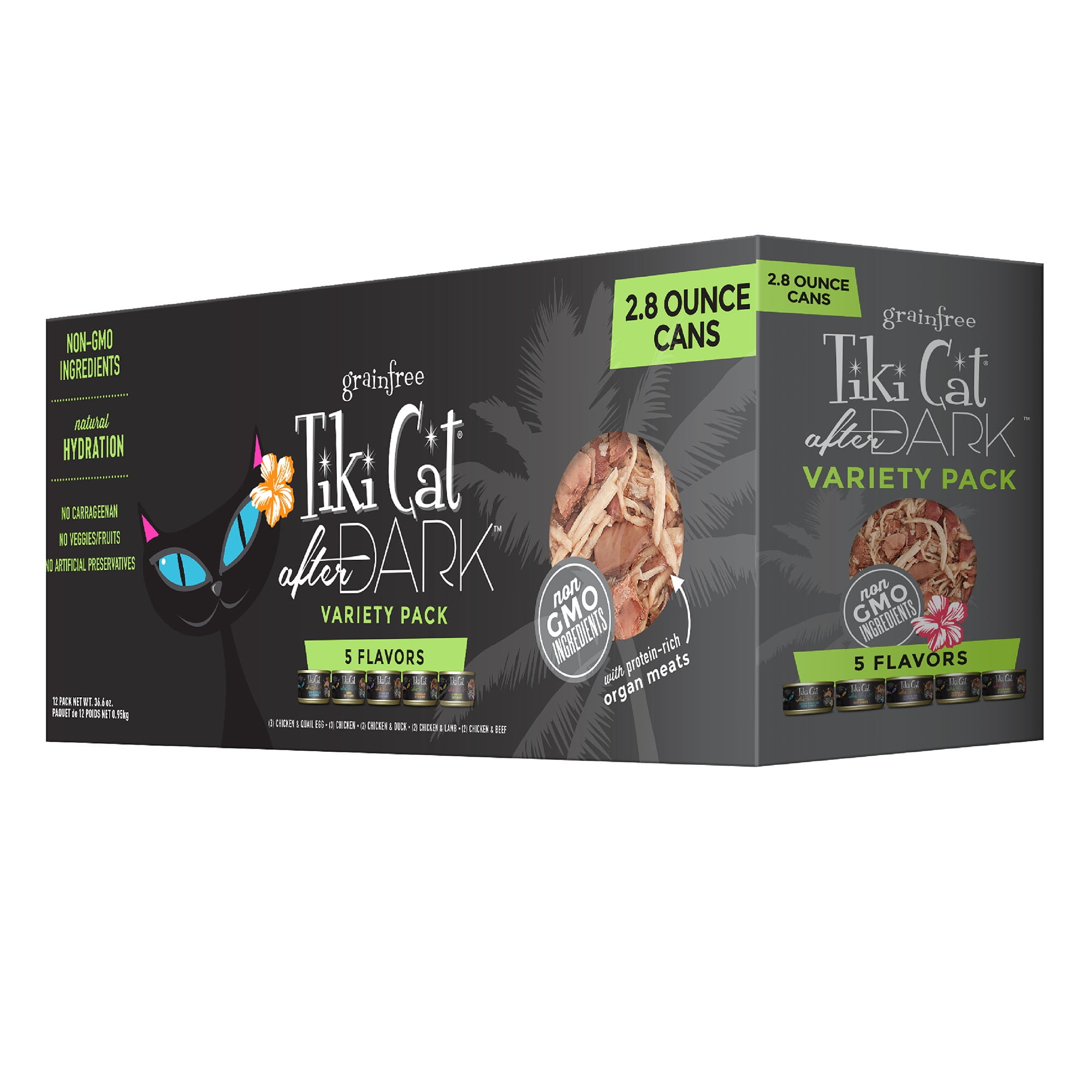 Tiki Cat After Dark Whole Foods Wet Cat Food, Variety Pack, 2.8 oz. Can (12 Count)