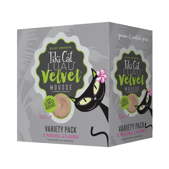 Tiki Cat Luau Velvet Mousse Wet Cat Food, Variety Pack, 2.8 oz. Pouch (12 Count)