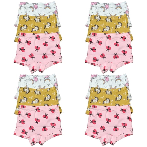 12 Pack Toddler Little Girls Kids Cotton Boxer Briefs Underwear Panties Size 2T 3T 4T 5T 6T 7T