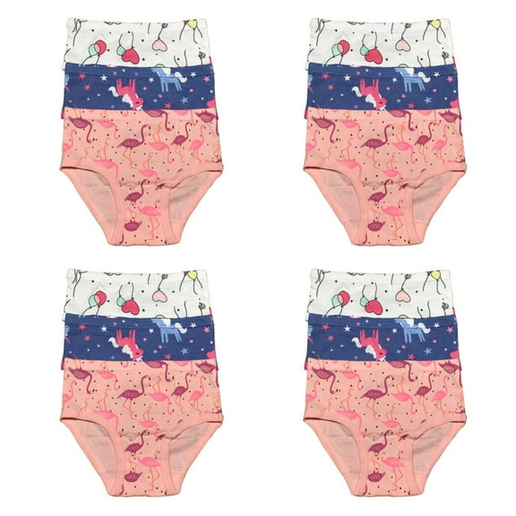 12 Pack Toddler Little Girls Kids Cotton Briefs Underwear, Hipster Panties Size 2T 3T 4T 5T 6T