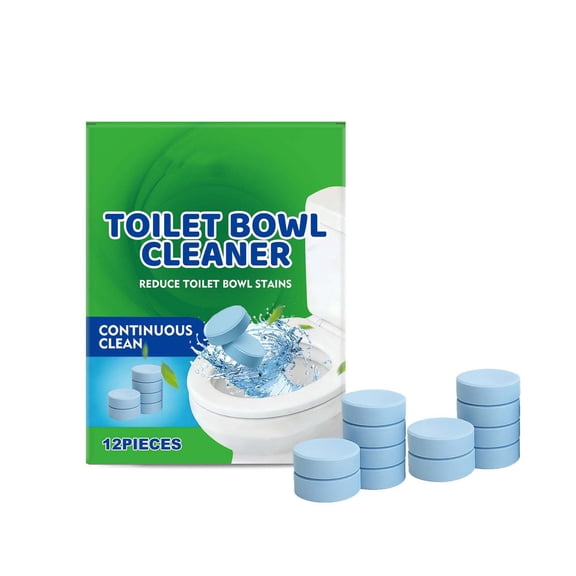 12-Pack Toilet Bowl Cleaner Tablets Automatic Tank Drop-In Fresheners Stain Removal and Limescale Prevention with Long-Lasting Deodorizer
