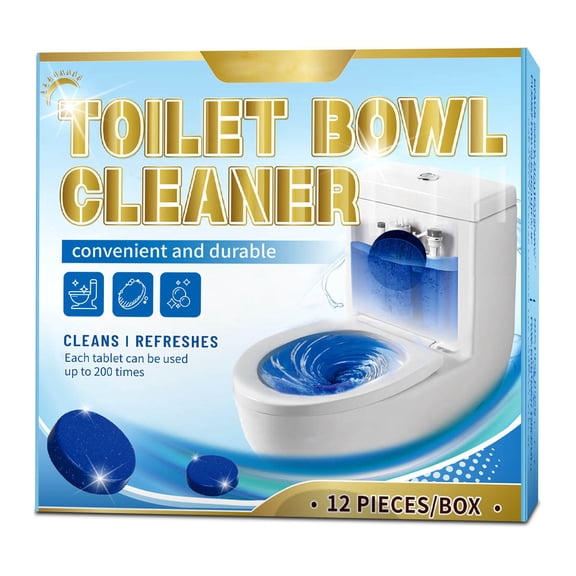 12-Pack Toilet Cleaner Tablets - Removes Stains Limescale and Odors, Blue