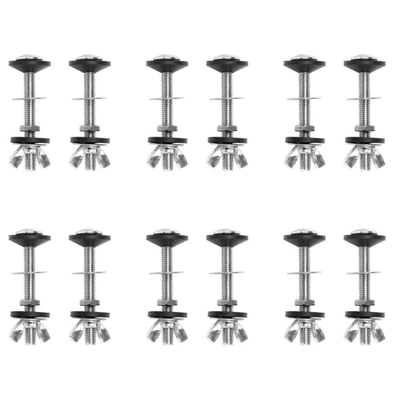 12 Pack Toilet Tank to Bowl Bolt Kits Cistern Bolts Kit,Stainless Steel Toilet Pan Fixing Fitting with Double Gaskets