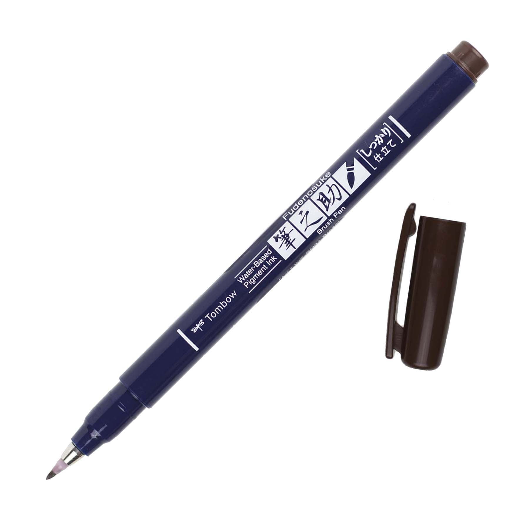 Tombow Fudenosuke Hard Tip Brush Pen, 12 Pack