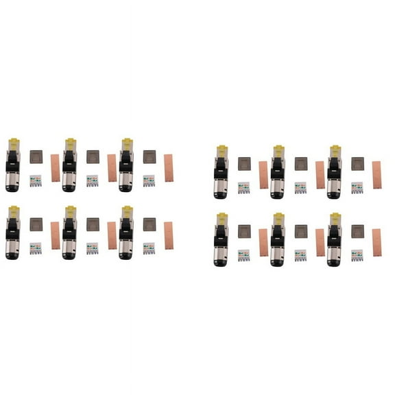 12-Pack Tool Free Shielded RJ45 Cat 8, Cat8 Field Termination Plug, Connector, Plug