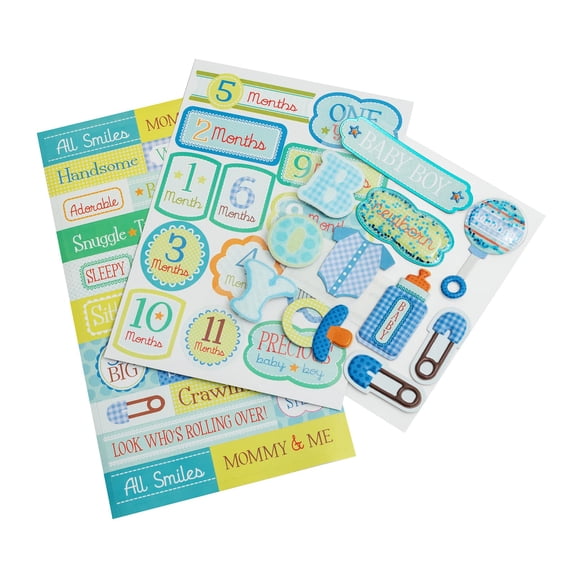 Recollections Traditional Baby Boy Dimensional Sticker Flip Pack