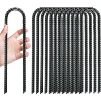 12 Pack Trampoline Stakes Anchors High Wind, 12 Inch Ground Anchors Heavy Duty, Trampoline Tie Down Anchor Kit, Ground Stakes Galvanized Steel, U Shaped, Black