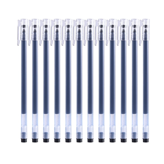 12 Pack Transparent Barrel Gel Pens, 0.5mm Fine Tip 7ml Large Capacity Quick-Dry Smooth Writing Black Ink Pen for Daily Office Use