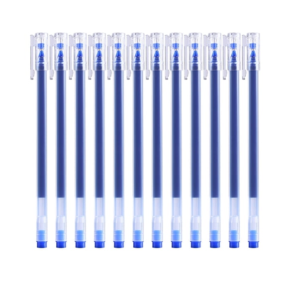 12 Pack Transparent Barrel Gel Pens, 0.5mm Fine Tip 7ml Large Capacity Quick-Dry Smooth Writing Blue Ink Pen for Daily Office Use