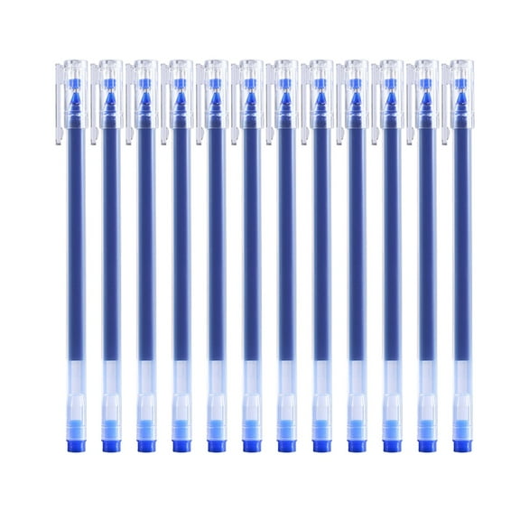 12 Pack Transparent Barrel Gel Pens, 0.5mm Fine Tip 7ml Large Capacity Quick-Dry Smooth Writing Blue Ink Pen for Daily Office Use