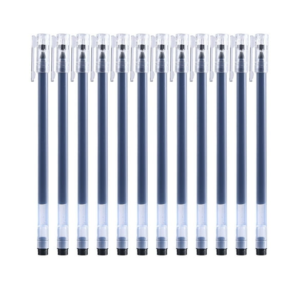 12-Pack Transparent Gel Pens Set - 0.5mm Quick-Dry Ink Multicolor Writing Pens for Office Home Note Taking 2.75x1.57x1.18in(Black)