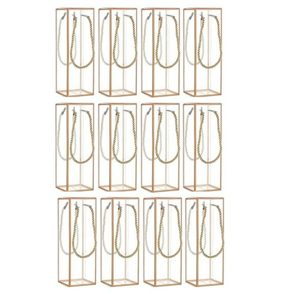 12 Pack Transparent Plastic Gift Box, Clear Plastic Favor Box, Rectangle Candy Box with Golden Borders