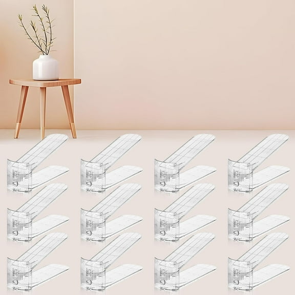 12 Pack Transparent Shoe Slots Organizer Adjustable Double Tier Shoe Stacker Space Saver Closet Storage