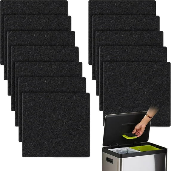 12 Pack Trash Can Odor Absorbing Filter Refills for EKO Garbage Cans, Activated Charcoal Deodorizer, Strong Charcoal Odor Absorber, Square Garbage Can Filter Replacement