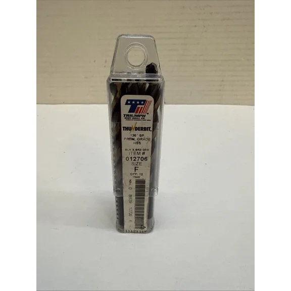 12 Pack Triumph Hss Jobber Drill Bits Black & Bronze Oxide F Diameter T3Hd 135Sp