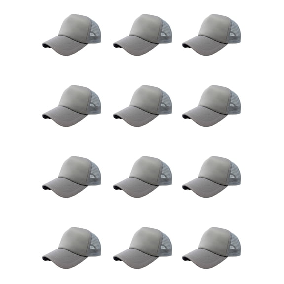12 Pack Trucker Caps Great for Outdoor Activities or Custom Branding (Grey)