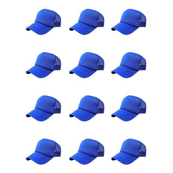 12 Pack Trucker Caps Great for Outdoor Activities or Custom Branding (Royal Blue)