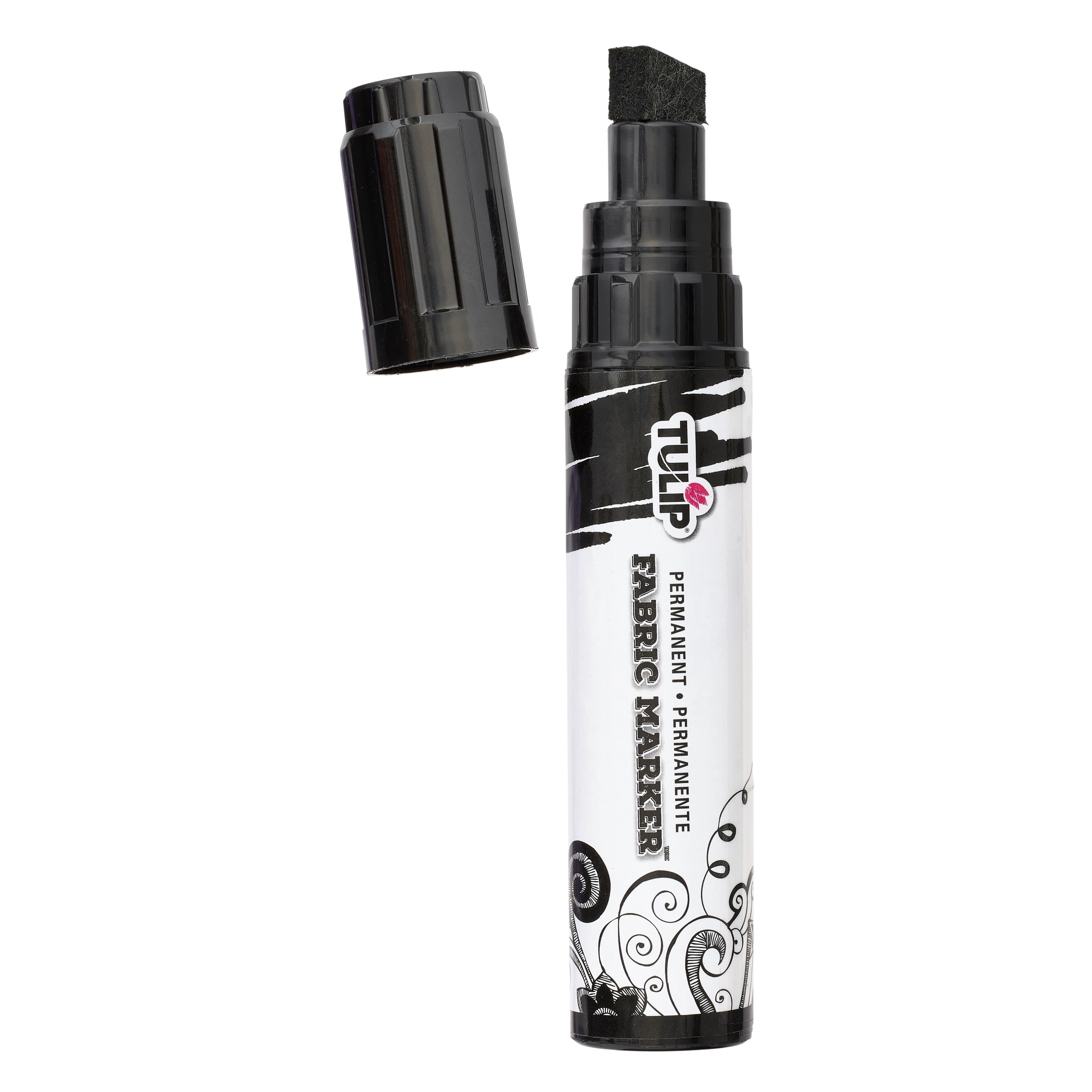 Tulip Permanent Fabric Markers Black Jumbo Chisel Tip, 12 Pack