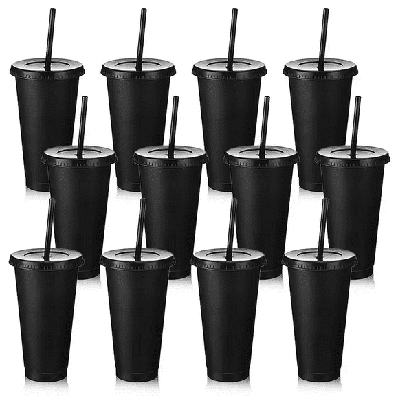 12 Pack Tumbler with Straw and Lid Bulk Plastic Cups Water Bottle Iced Coffee Travel Mug Reusable Party Favor Cups