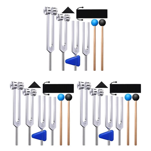 12 Pack Tuning Fork Set(128 Hz,256 Hz,512 Hz,528 Hz)with Tuning Fork Hammer for Sound Healing Sound Vibration Tools