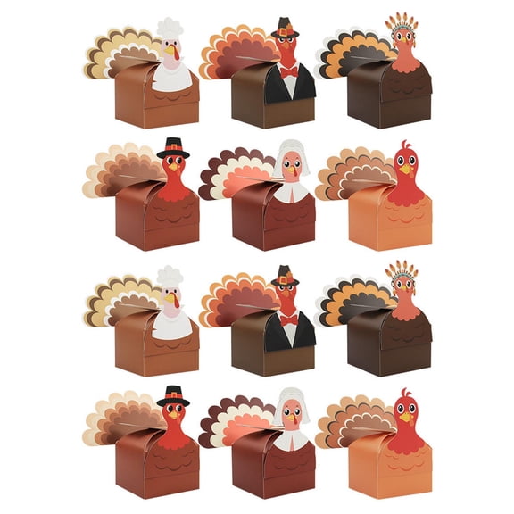 12-Pack Turkey Theme Boxes For Thanksgiving Celebrations, Home Decor & Family Craft Activities