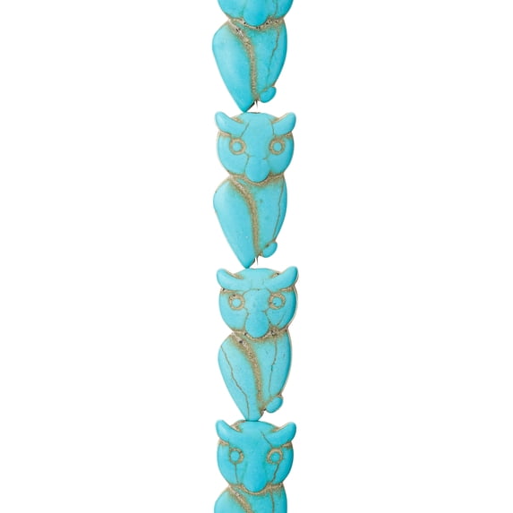 Bead Landing Turquoise Howlite Owl Beads, 24mm, 12 Pack