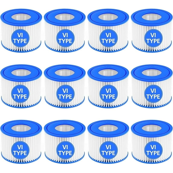 12 Pack Type VI Hot Tub Filter Cartridge Compatible with Lay-Z-Spa, Coleman SaluSpa,90352E 58323 58324 58323E 90427E 90363E 60311E, Swimming Pool Pump Filter Cartridge